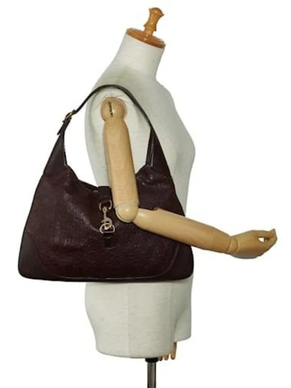 GUCCI Guccissima Leather Jackie O Hobo Bag Burgundy